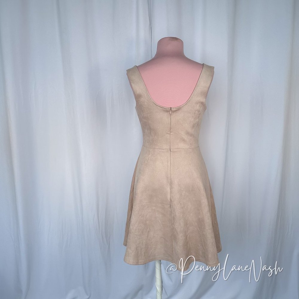 Ayla Francesa's Faux Suede Scalloped Skater Dress Blush - Picture 9 of 10
